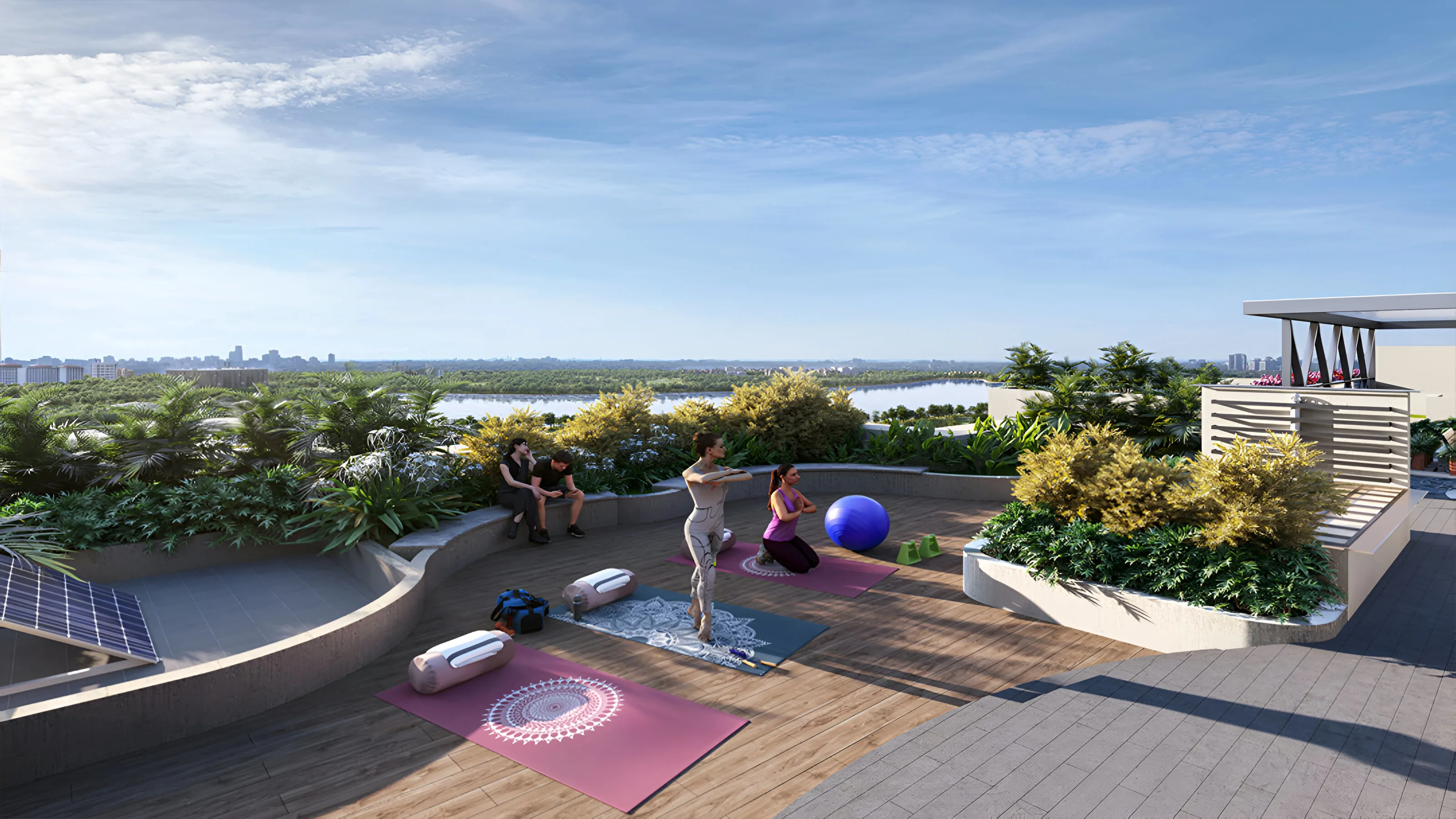 Tvs Emerald Isle Of Tree Apartments in North Bangalore 14th-floor-Yoga-Area